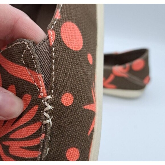 Olukai Nohea Canvas Print Tropical Slip on Loafer Brown Pink Women's Size 7 - Picture 8 of 15